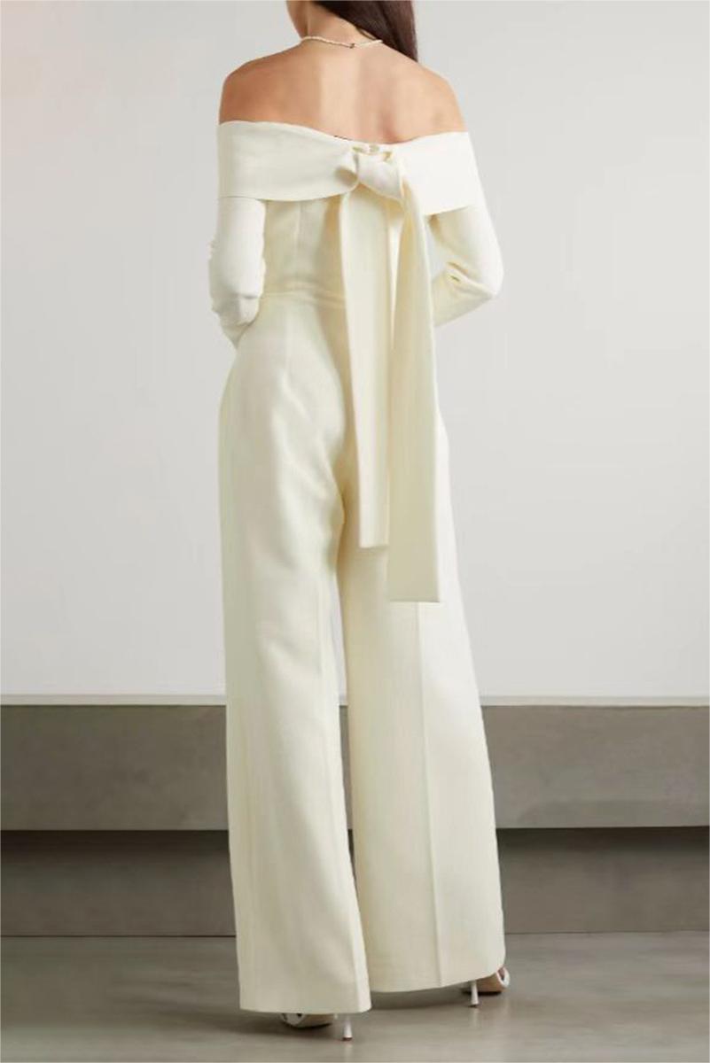 Off-shoulder Lace Up Jumpsuit