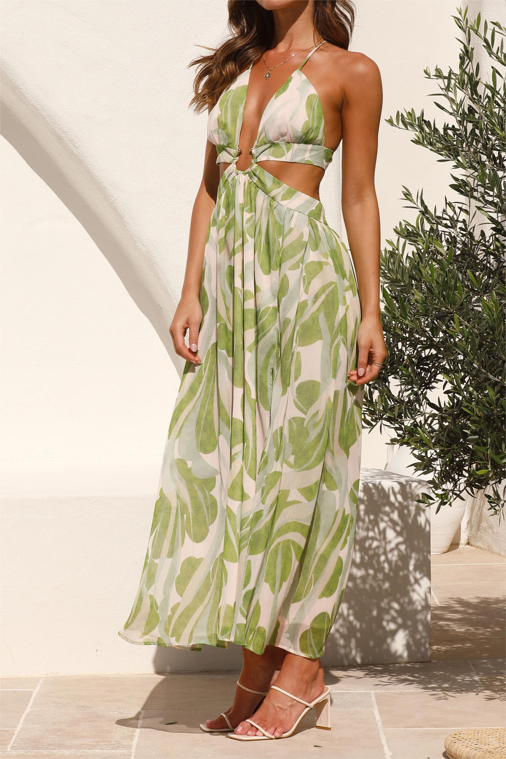 Lace Up Cut-out Midi Dress