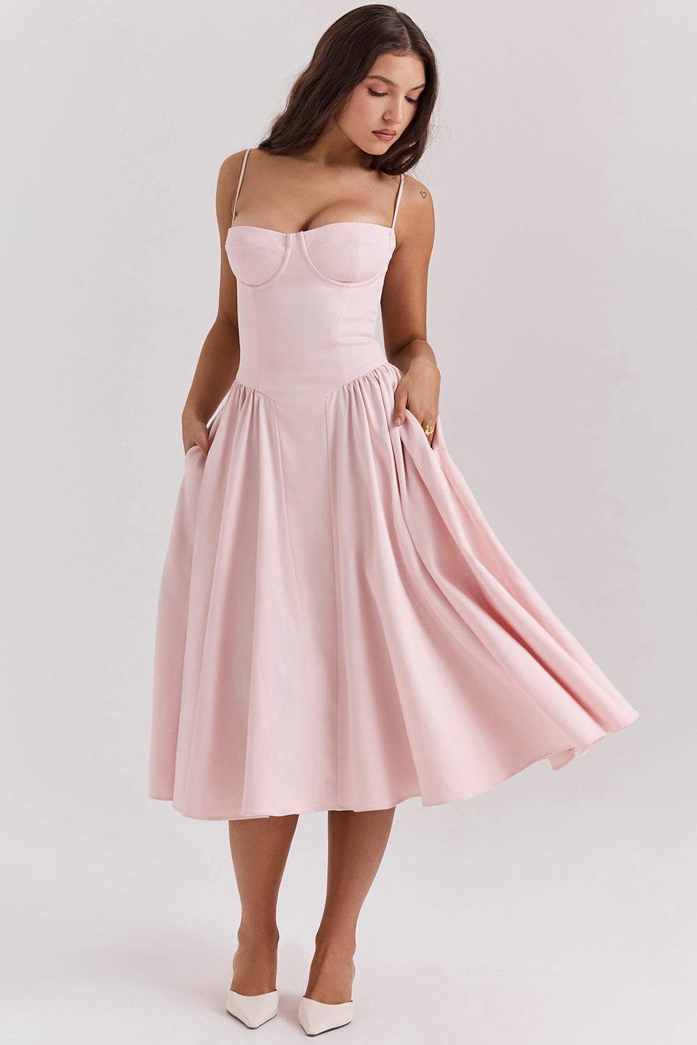 Sweetheart Neck Midi Dress
