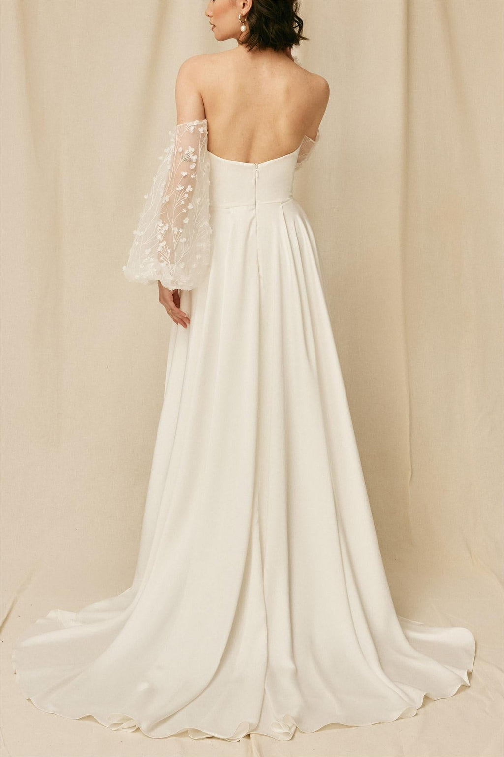 Off-shoulder Lantern Sleeve Split Maxi Dress