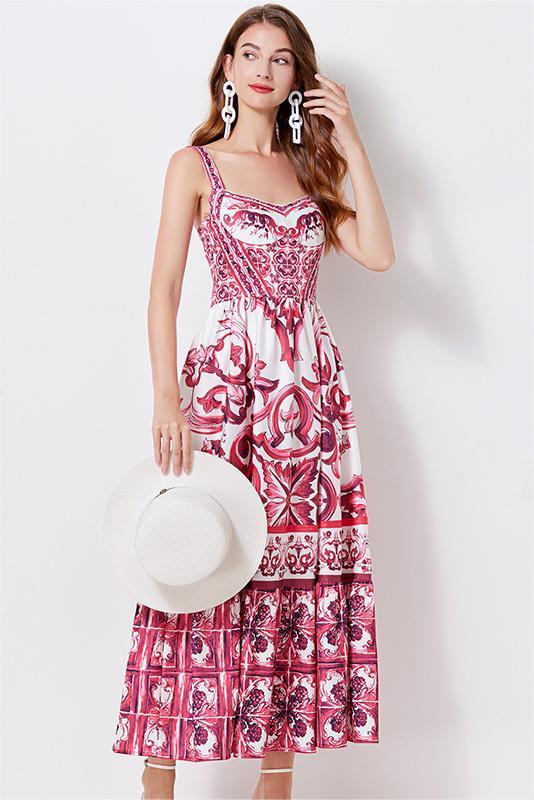 Printed Cami Midi Dress