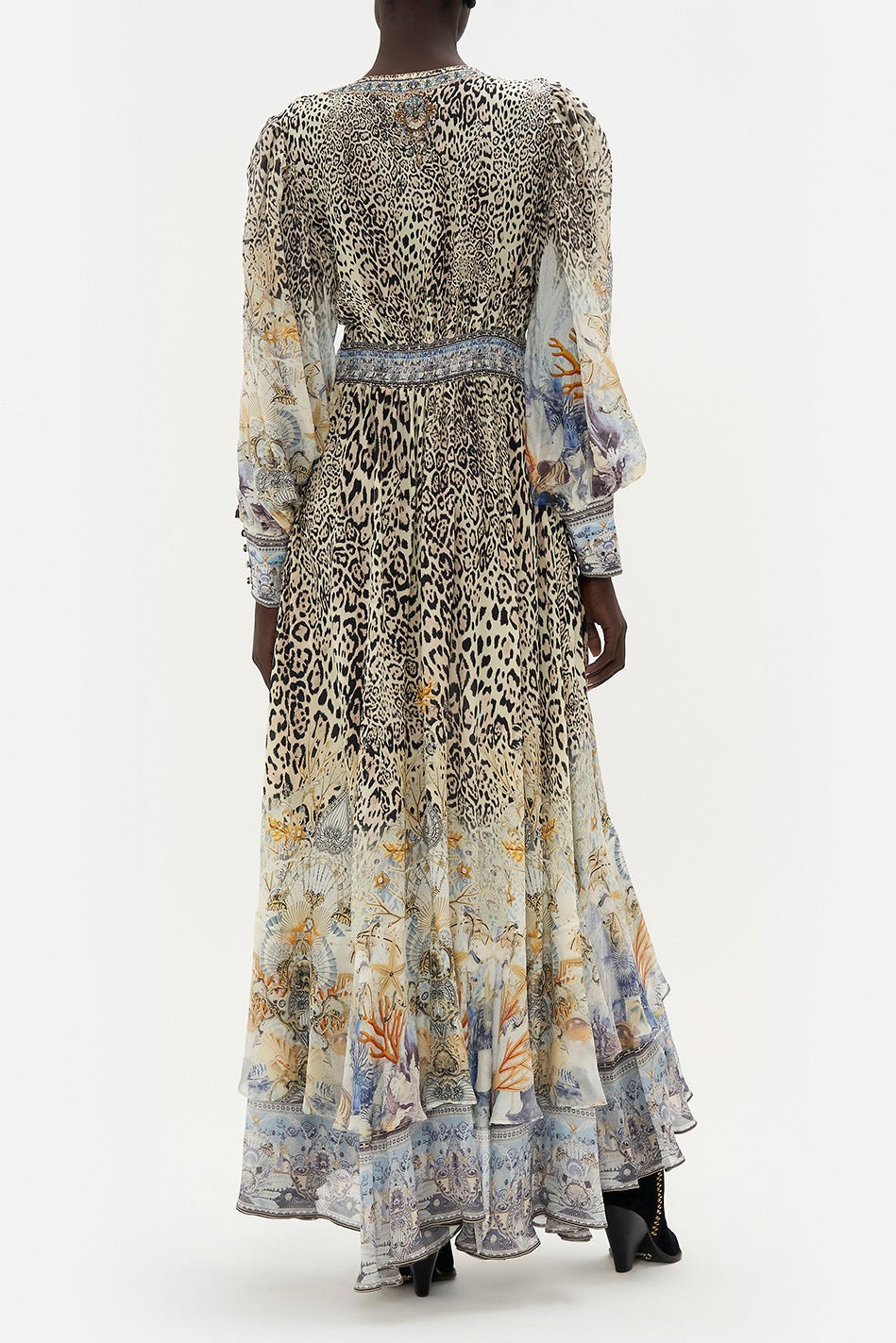 Chiffon Leopard Print V-neck Maxi Dress