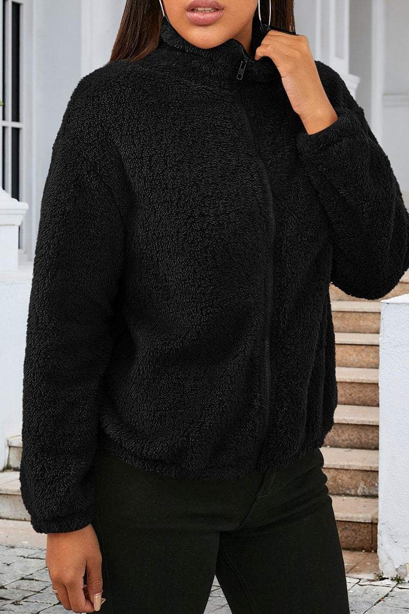 Plush Loose Warm Long-sleeved Cardigan Jacket