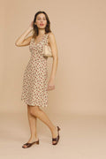 Sleeveless V-neck Print Midi Dress Yellow