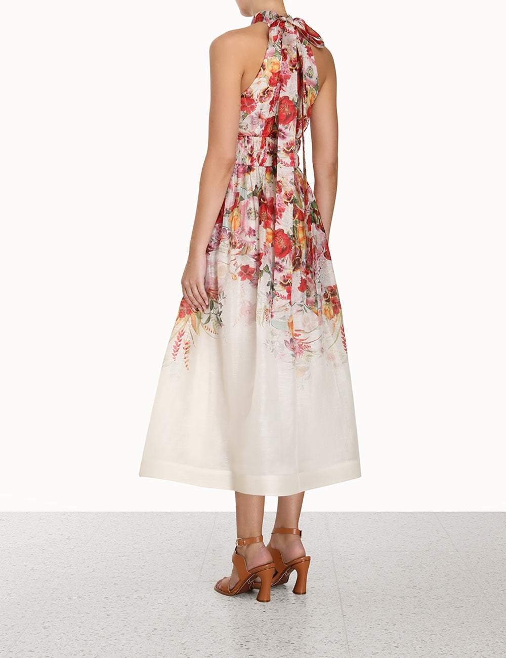 Sleeveless Pleated Halter Neck Midi Dress