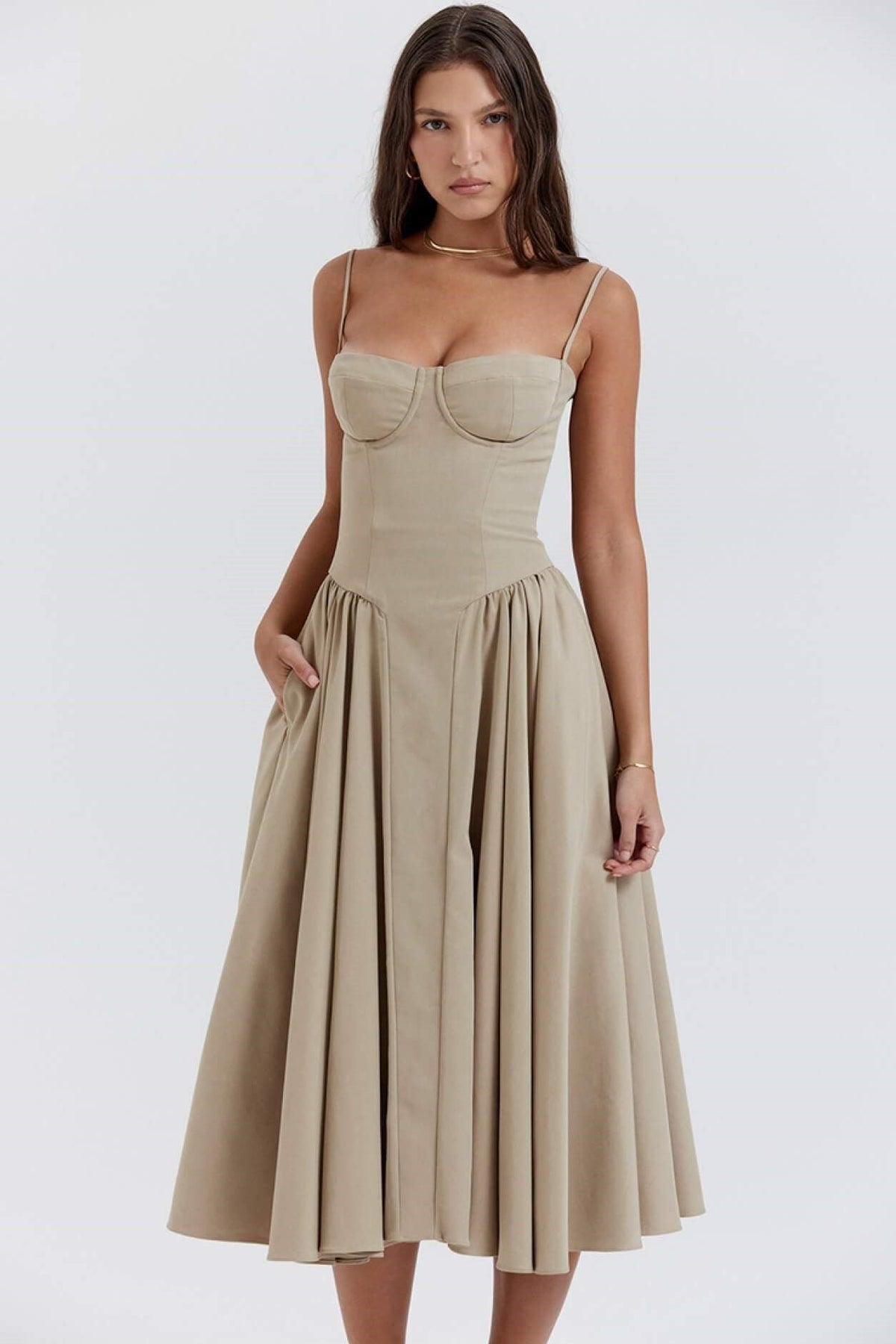 Sweetheart Neck Midi Dress