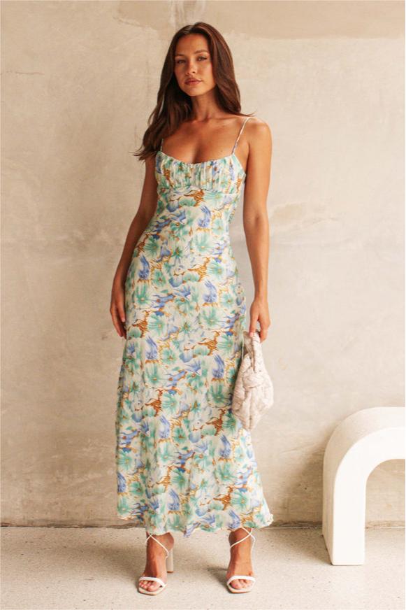 Backless Lace Up Maxi Dress