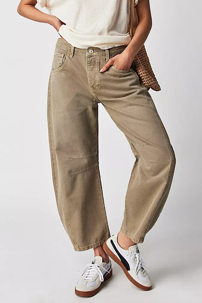 Loose Wide-leg Pants Mid-low Waist Washed Denim Trousers
