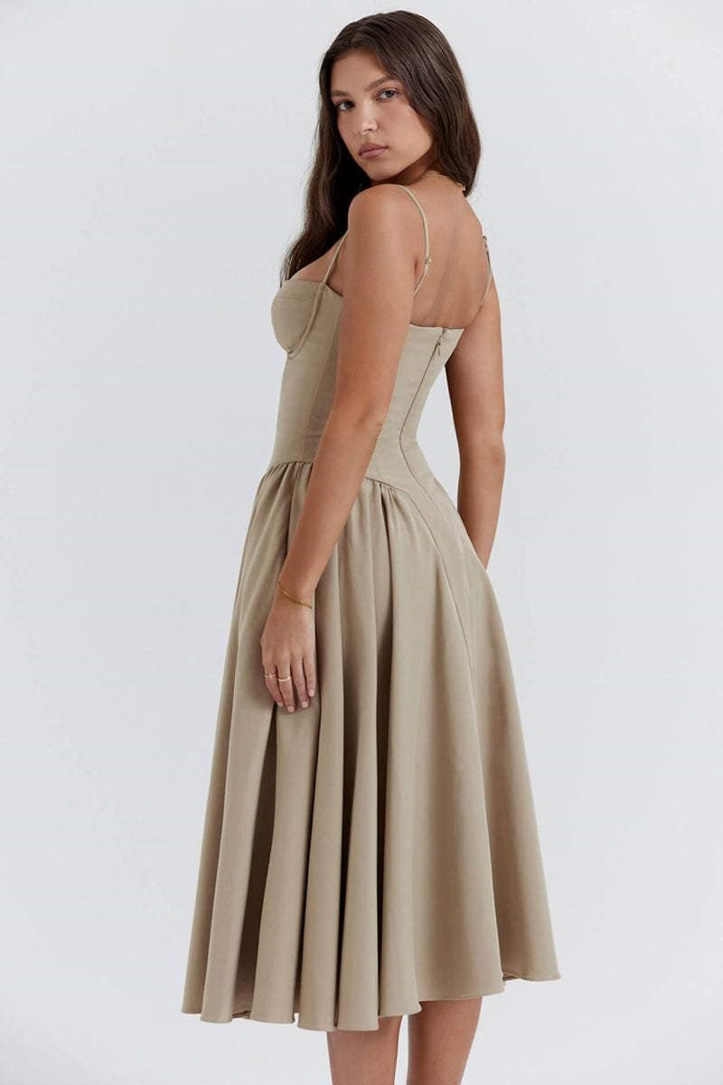 Sweetheart Neck Midi Dress