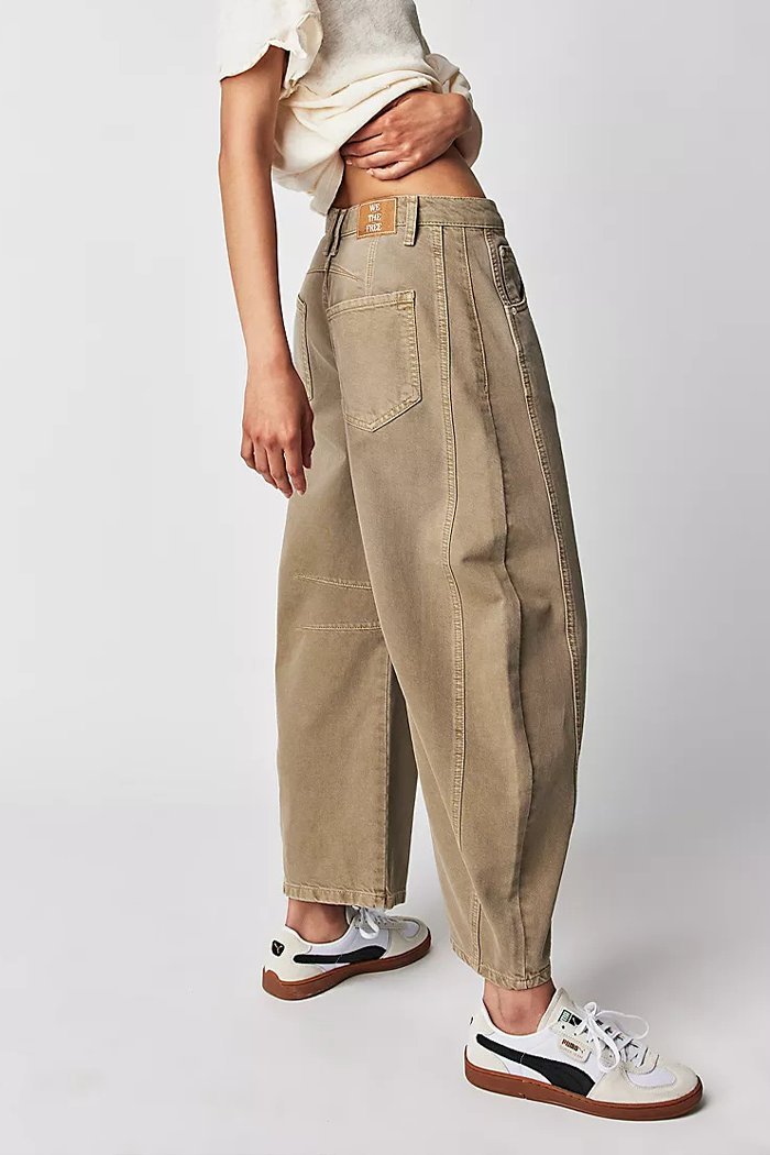 Loose Wide-leg Pants Mid-low Waist Washed Denim Trousers