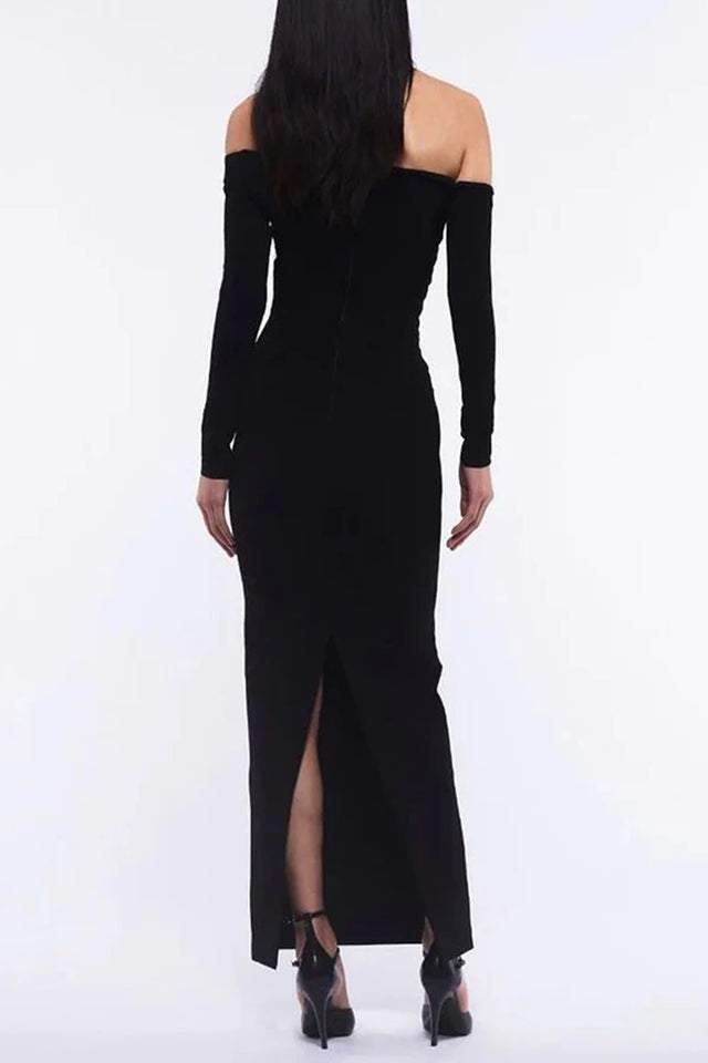 3d Knit Off-shoulder Maxi Dress
