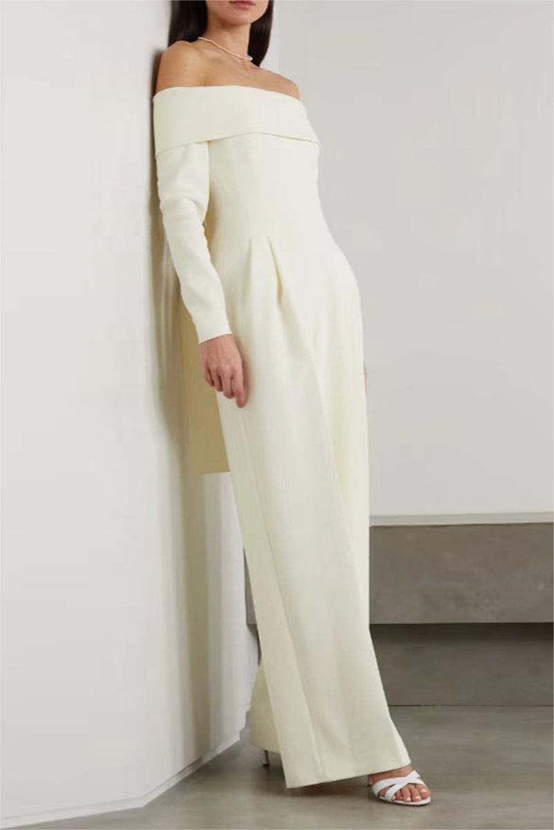 Off-shoulder Lace Up Jumpsuit