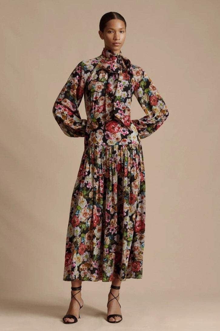 Stand Collar Midi Dress