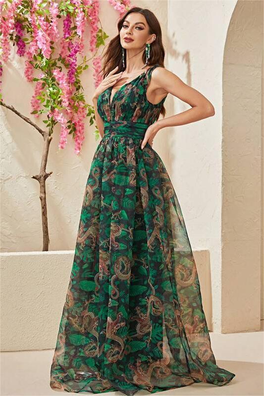 Cami V-neck Pleated Maxi Dress