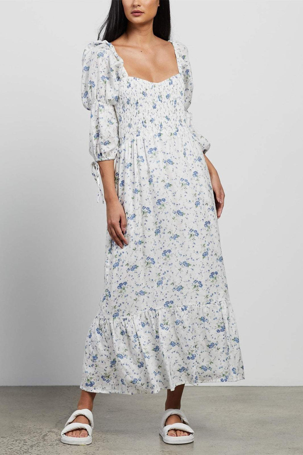Square Collar Midi Dress