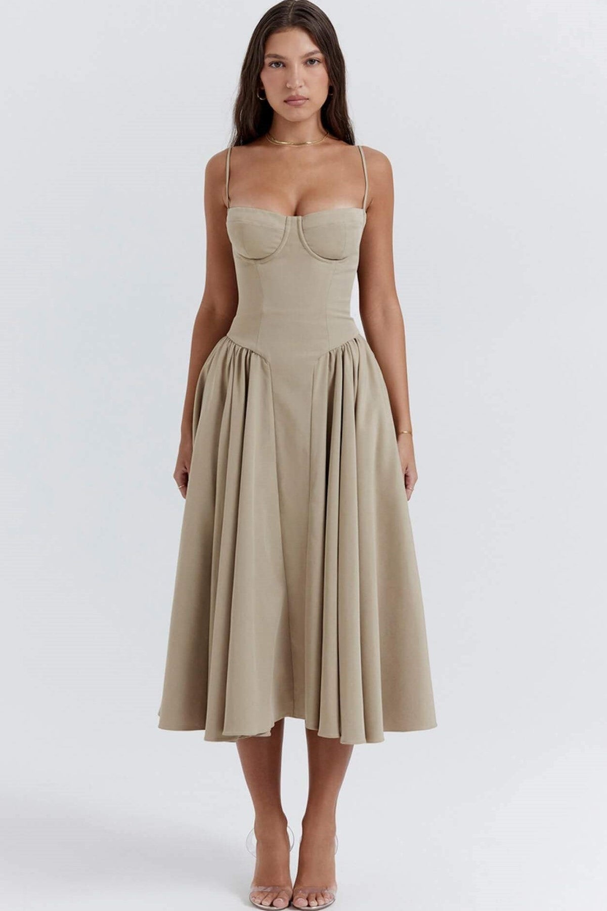Sweetheart Neck Midi Dress