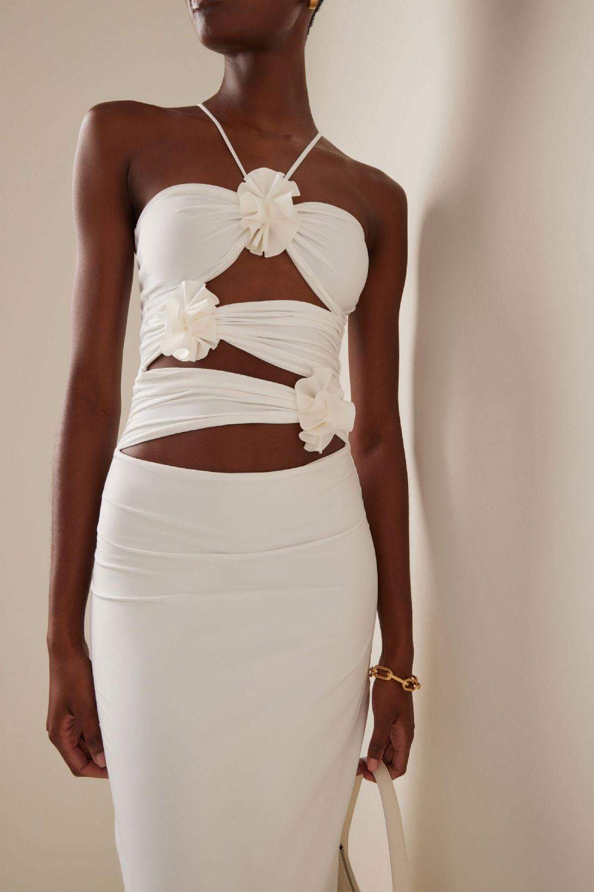 Halter Neck Cut-out Slit Maxi Dress