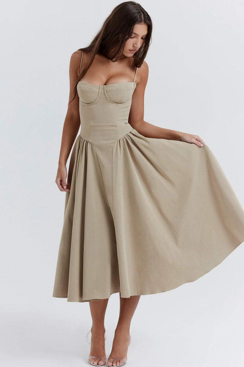 Sweetheart Neck Midi Dress