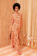Paisley Print Lantern Sleeve Midi Dress