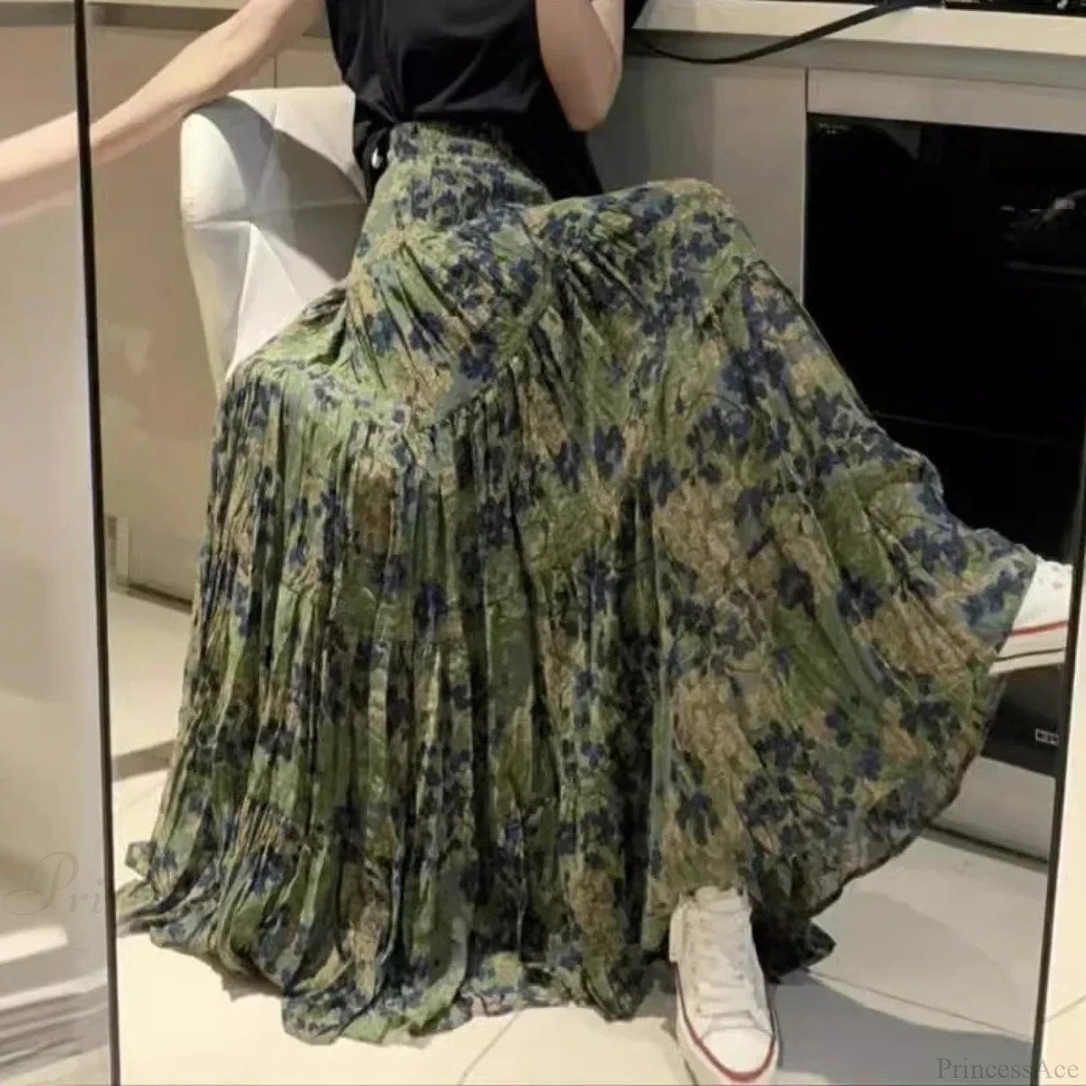 Kawaii Maxi Skirt Summer Retro Romantic