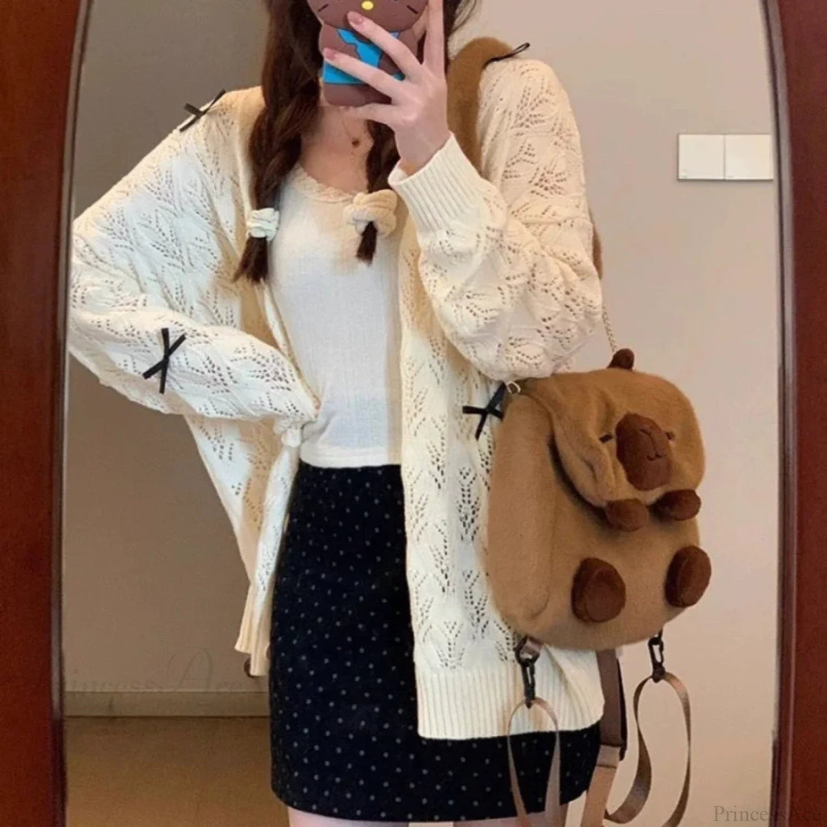Kawaii Bow Hollow Out Knit Cardigan