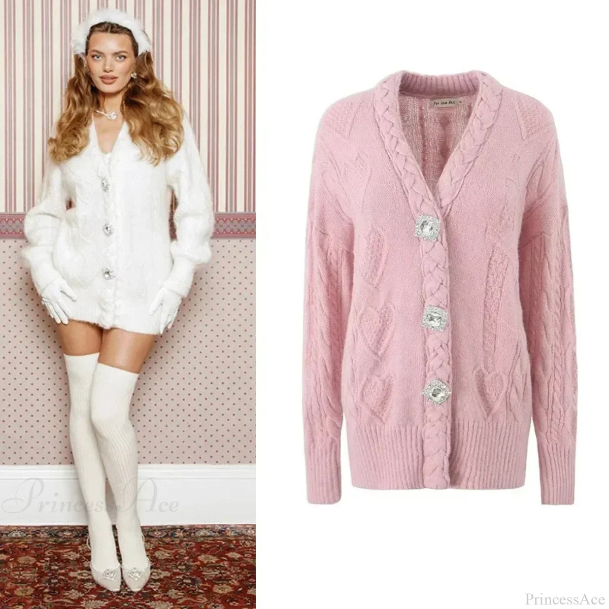 Knit Diamond Pink Cardigan