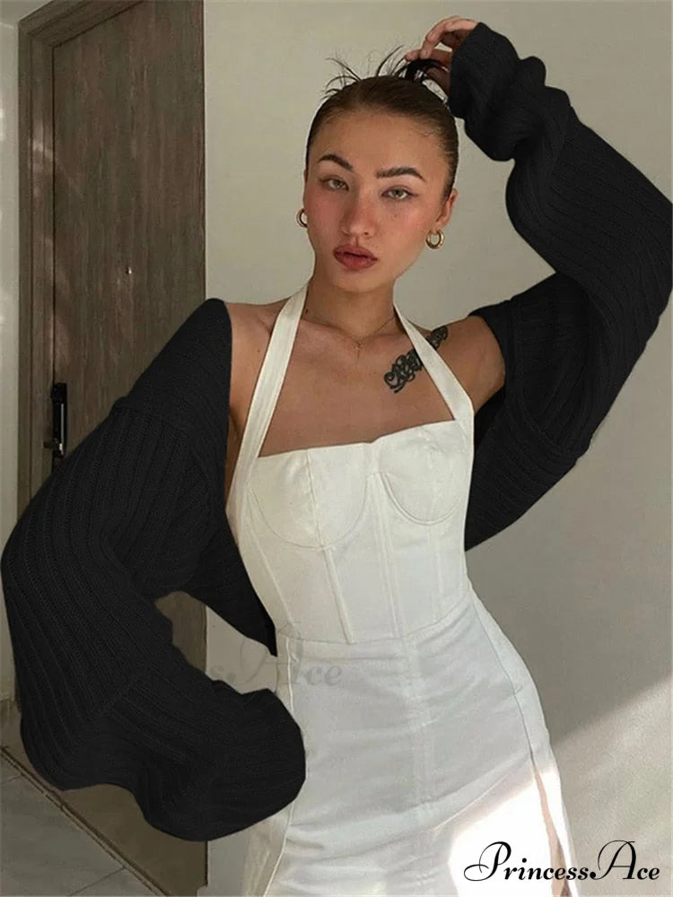 Knit Sweater Stylish Cropped Sleeve