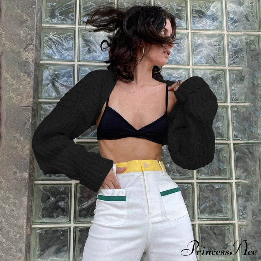Knit Sweater Stylish Cropped Sleeve