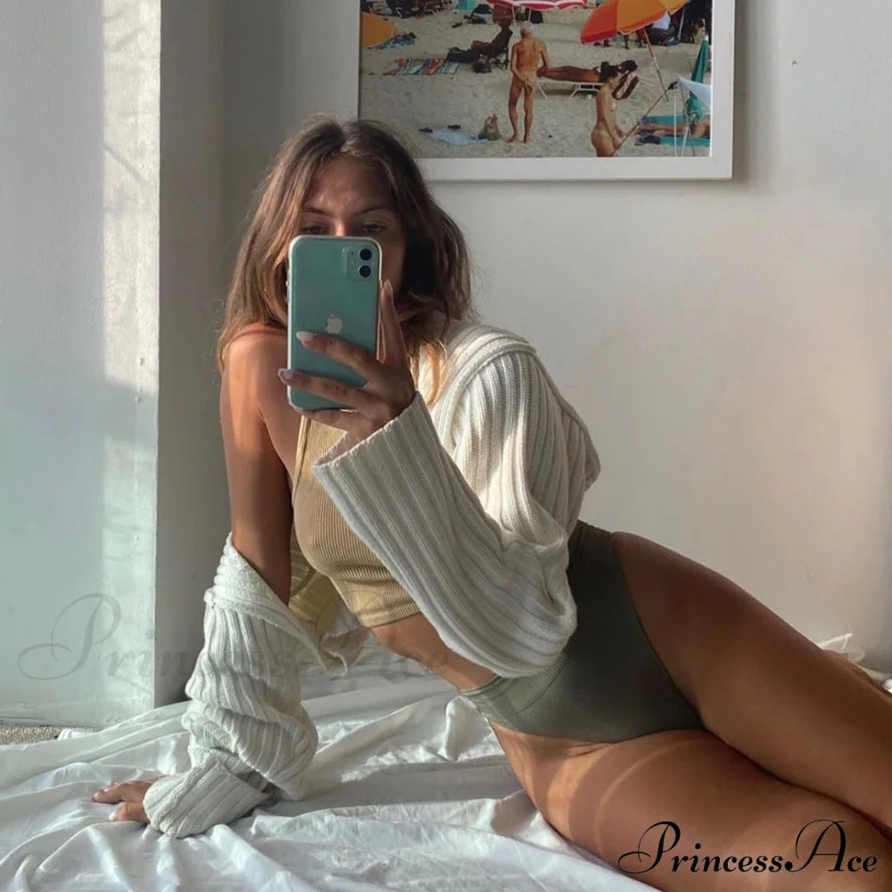 Knit Sweater Stylish Cropped Sleeve
