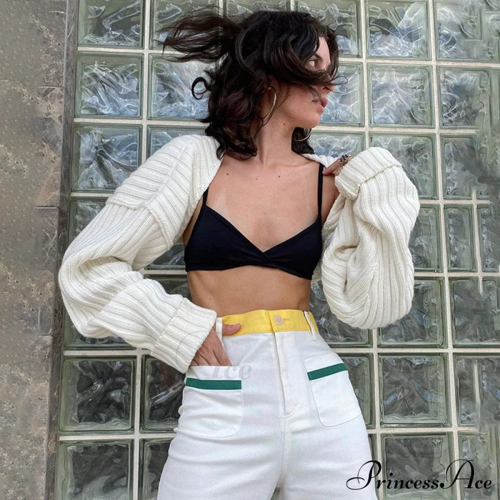 Knit Sweater Stylish Cropped Sleeve