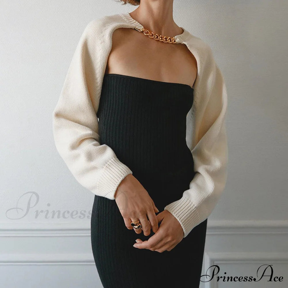 Knit Sweater Stylish Cropped Sleeve