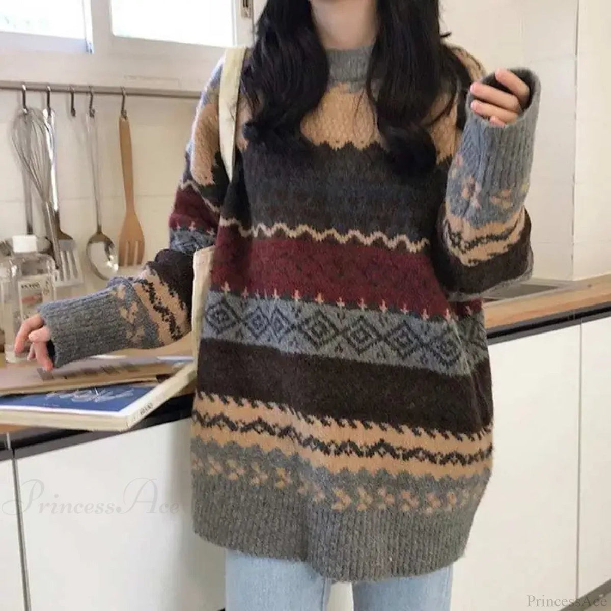 Korean Style Striped Loose Pullover Sweater