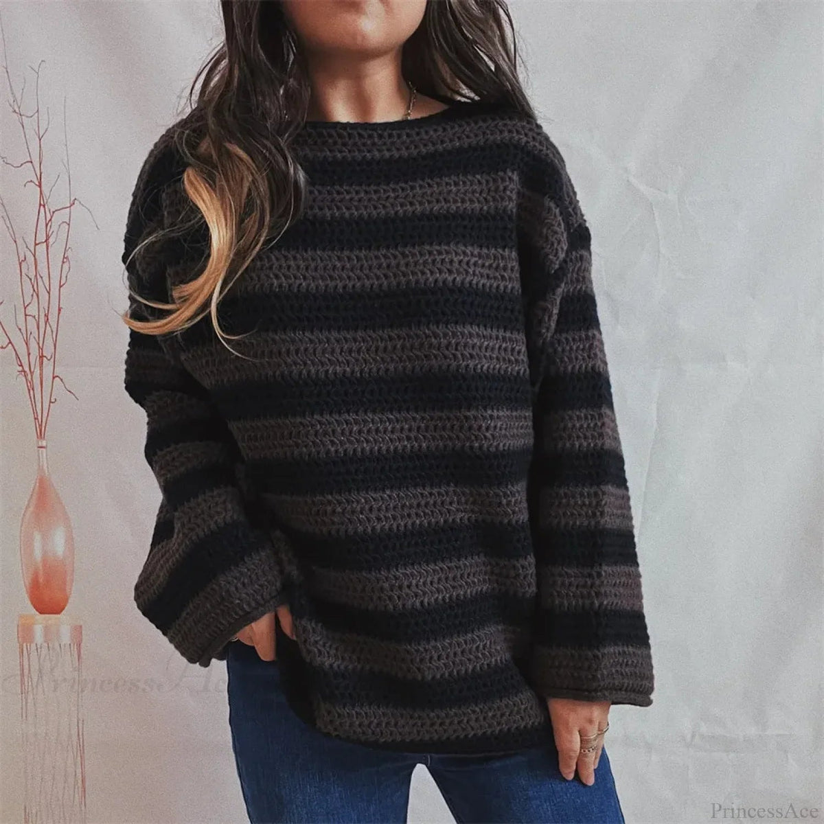 Korean Style Striped Oversized Sweater