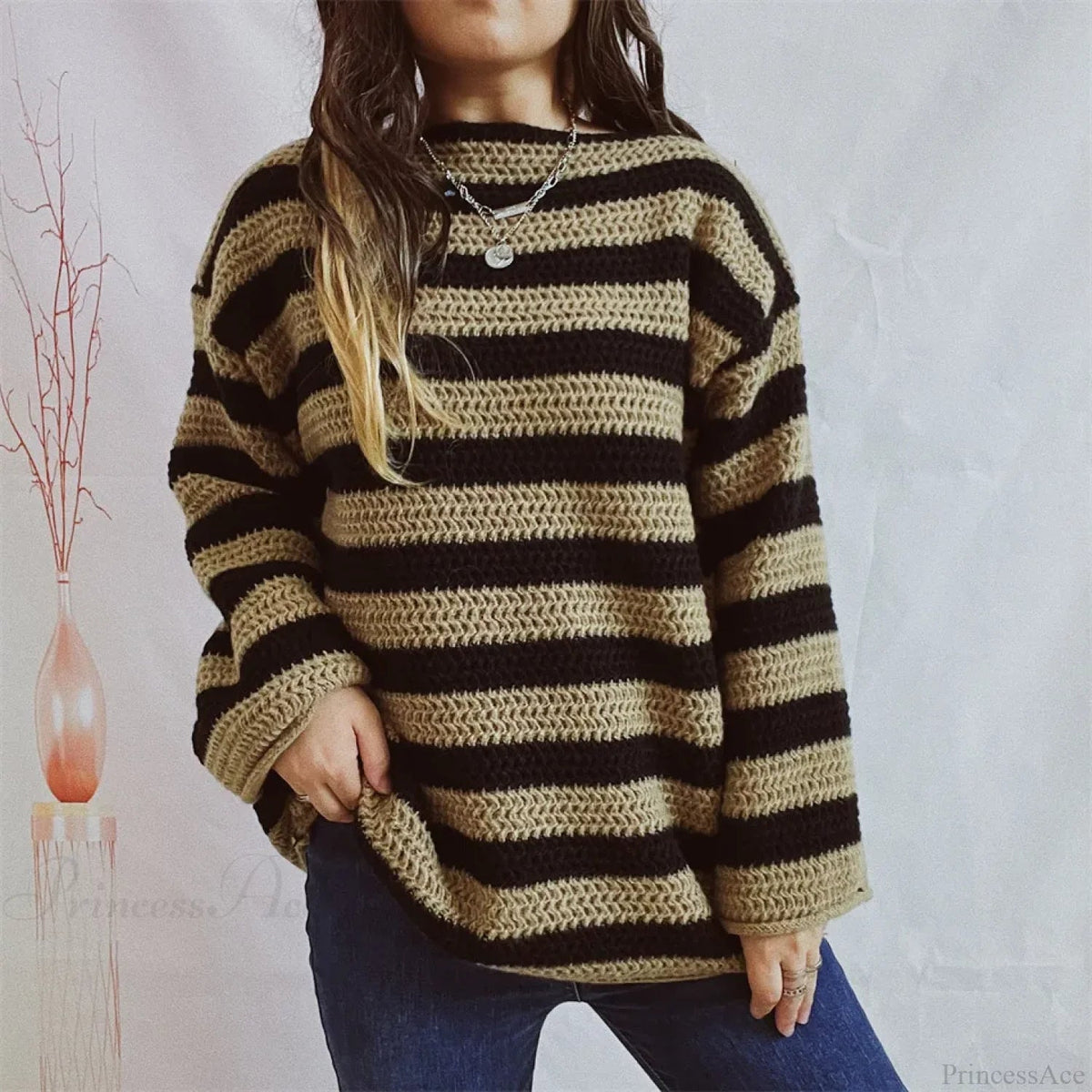 Korean Style Striped Oversized Sweater