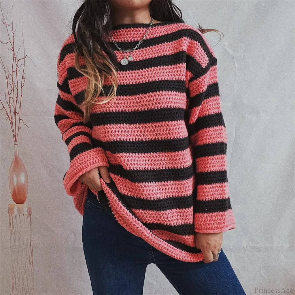 Korean Style Striped Oversized Sweater