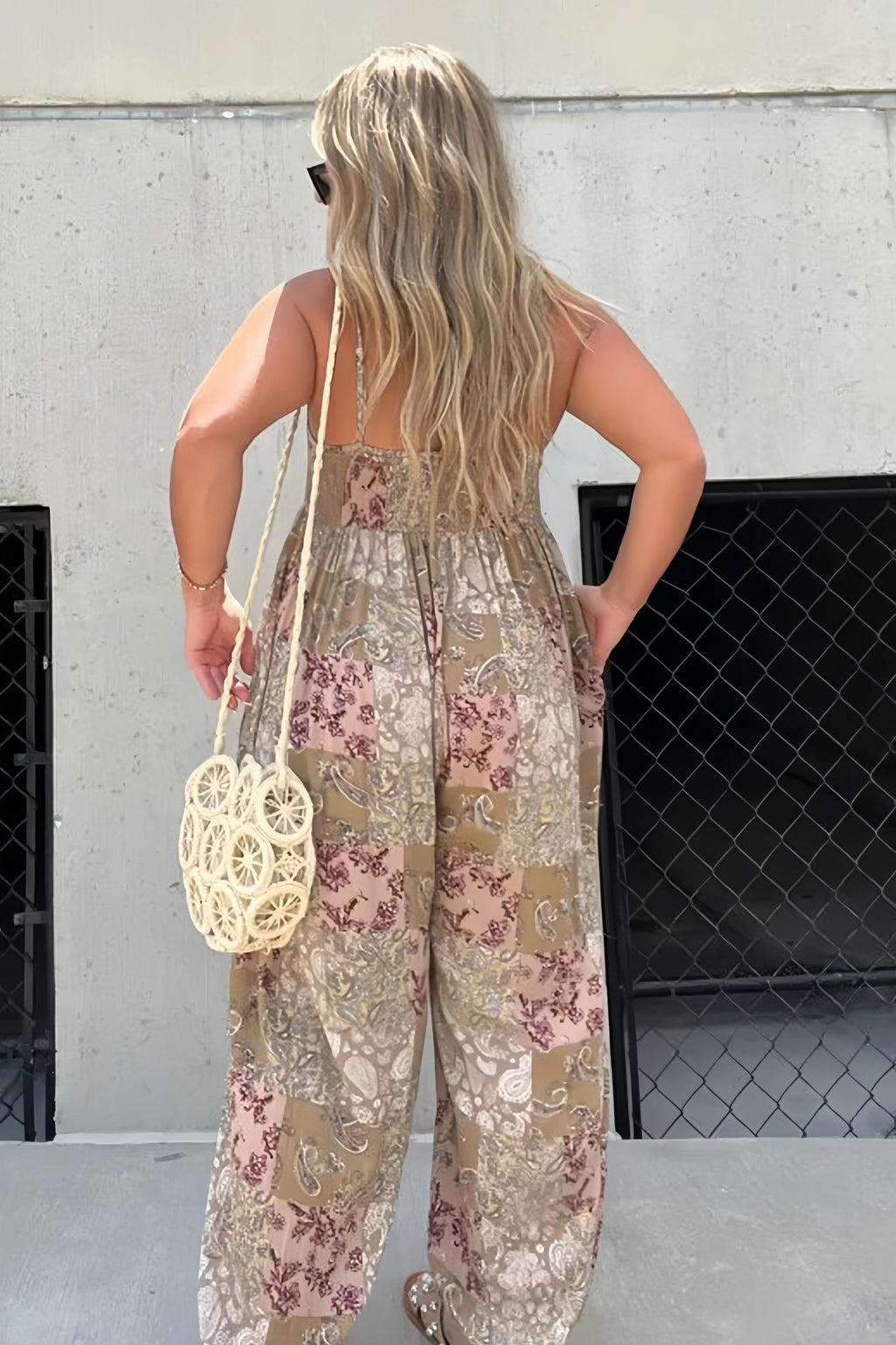 Print Backless Cami Jumpsuits