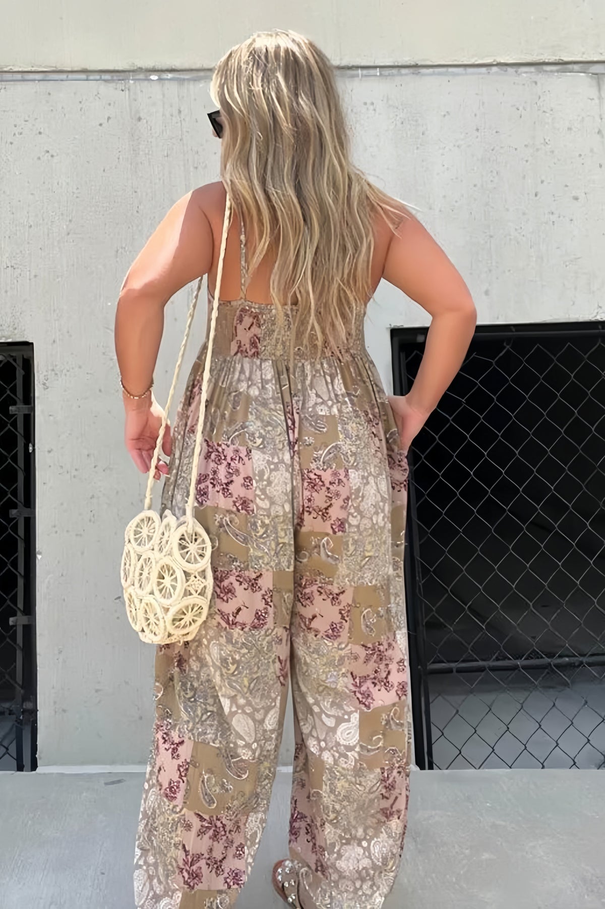 Print Backless Cami Jumpsuits