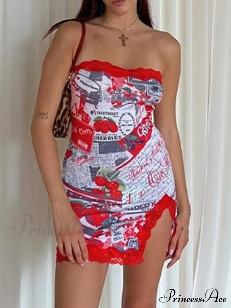 Lace Trim Split Open Back Mini Dress