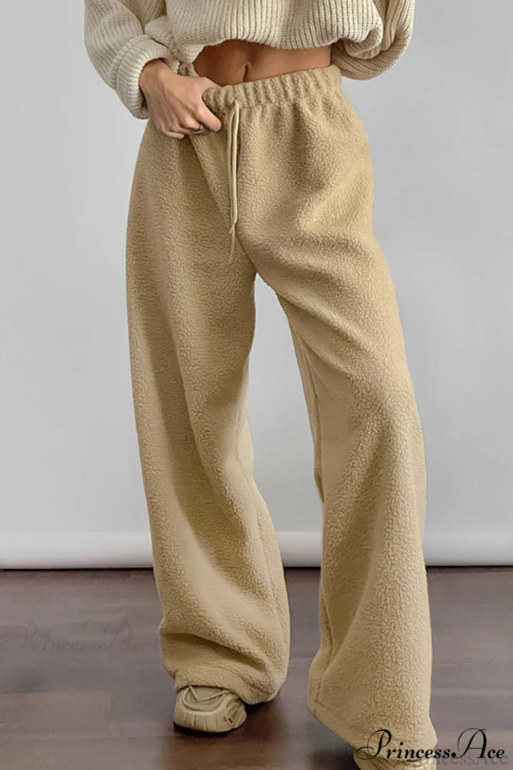 Lamb Fleece Tie Waist Sports Pants