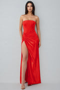 Kelid Red Backless Twisted Slit Maxi Dress