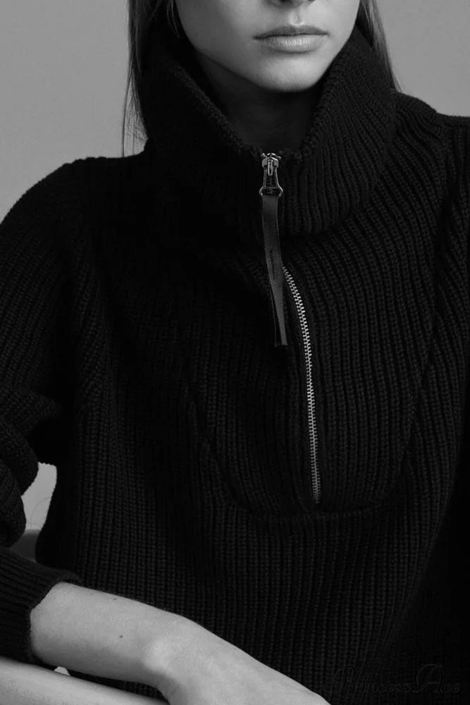 Lapel Zipper Sweater