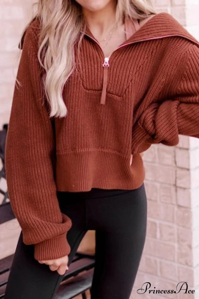 Lapel Zipper Sweater