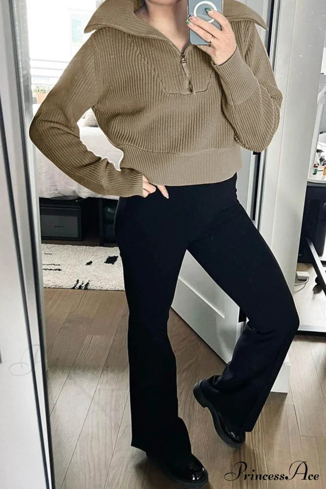 Lapel Zipper Sweater