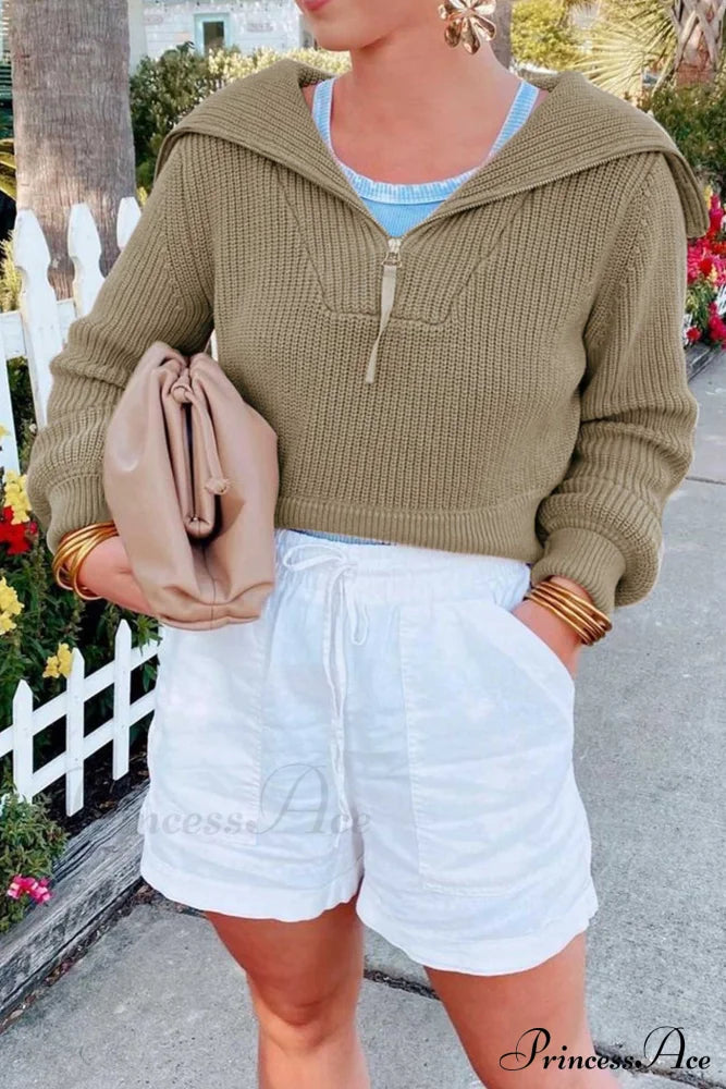 Lapel Zipper Sweater