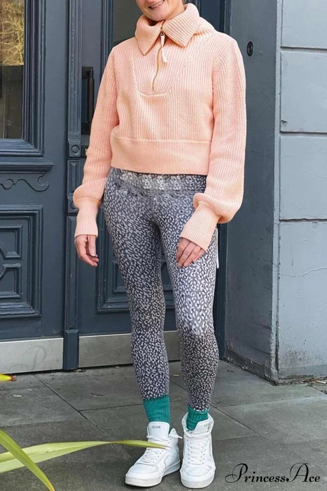 Lapel Zipper Sweater