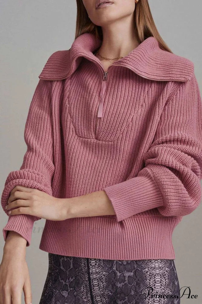 Lapel Zipper Sweater