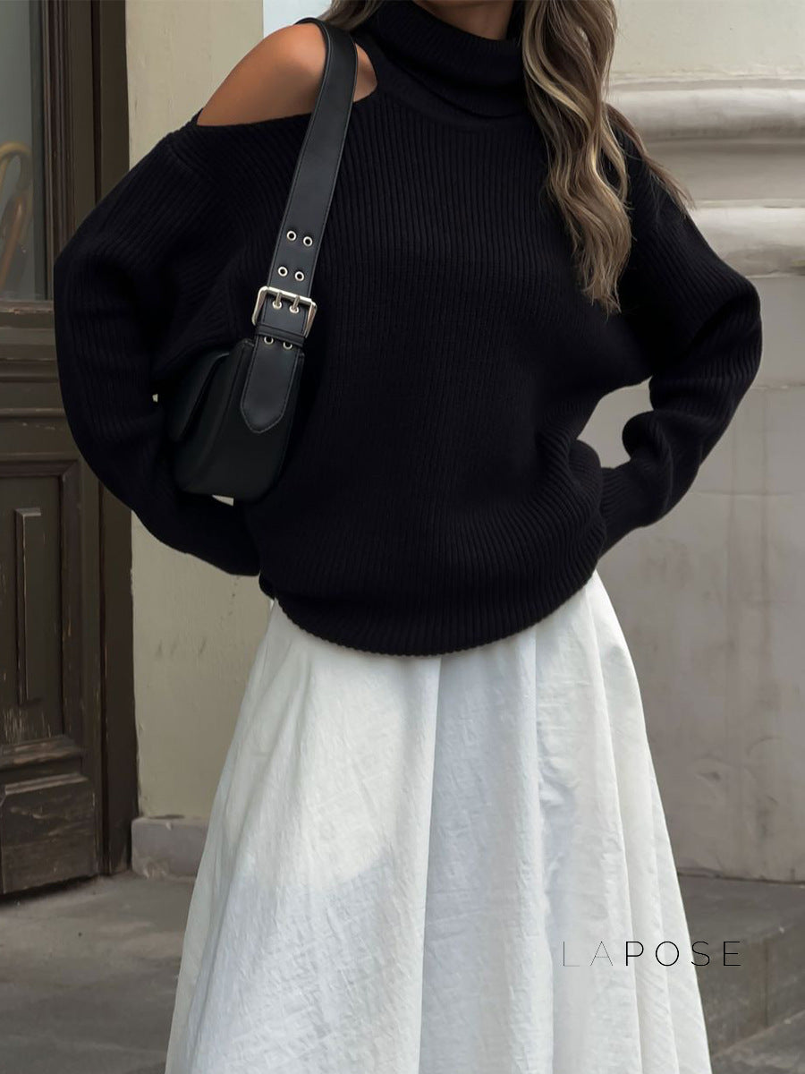 Deliyah Knit Cold Shoulder Sweater
