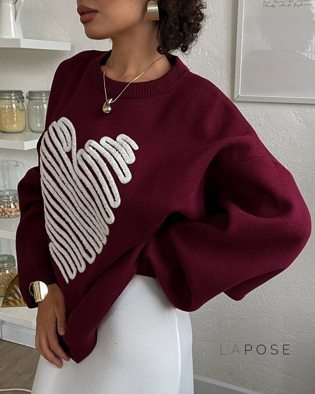 Makenzie Loose Heart Pullover Sweater