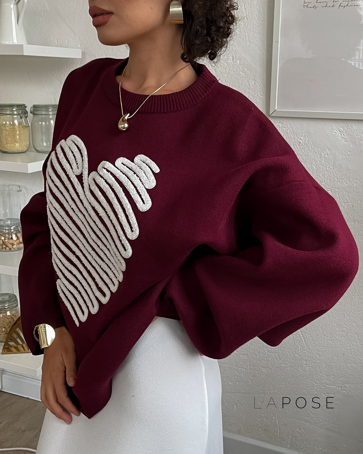Makenzie Loose Heart Pullover Sweater