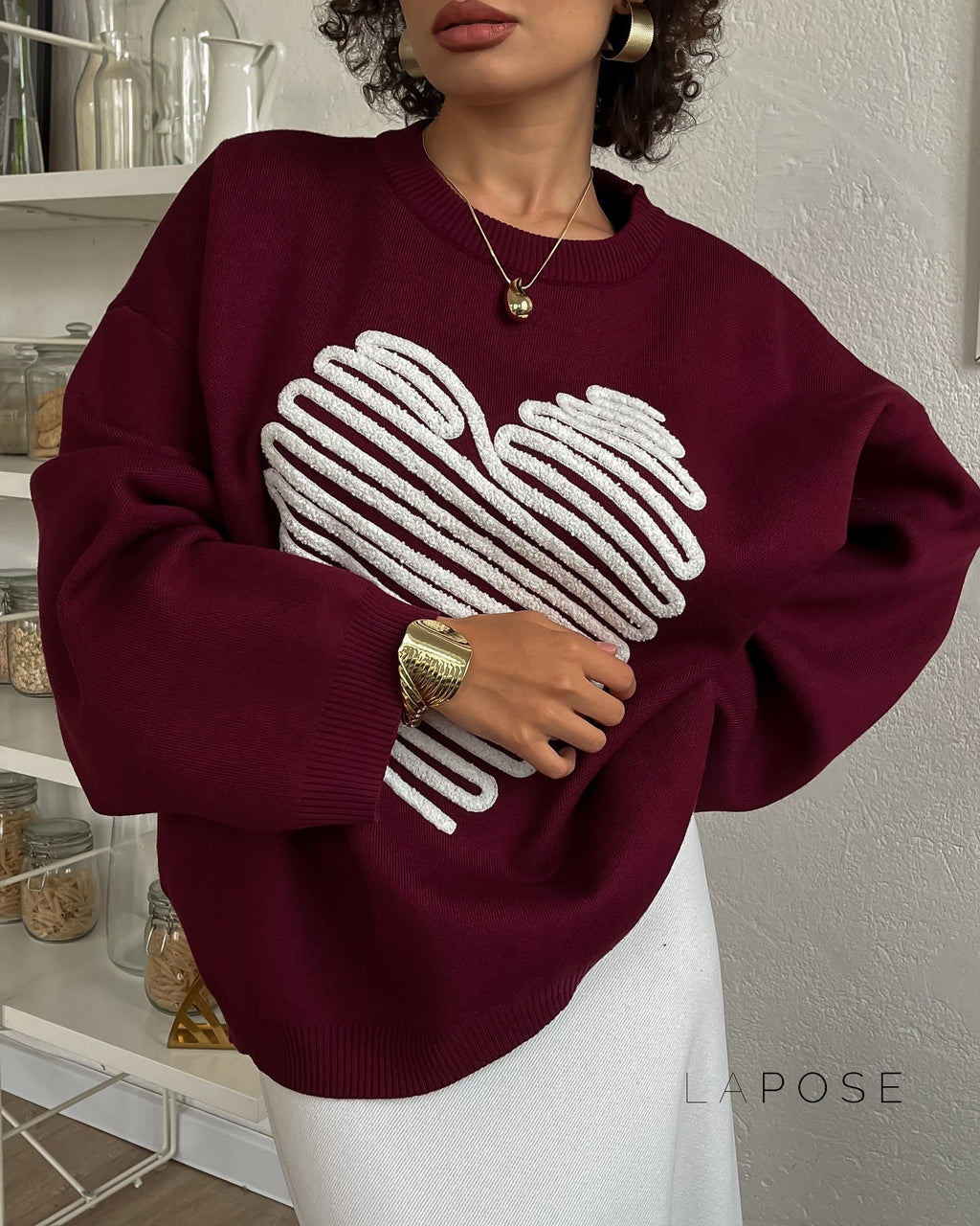 Makenzie Loose Heart Pullover Sweater